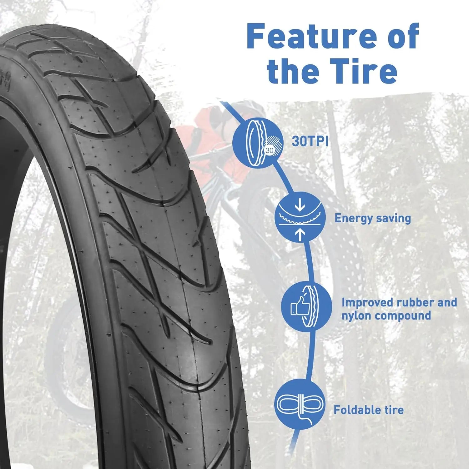 ZUKKA Fat Bike Tire 26" x3" (70-559) Compatible Replacement Bicycle Tire for Mountain Snow and Beach Bike