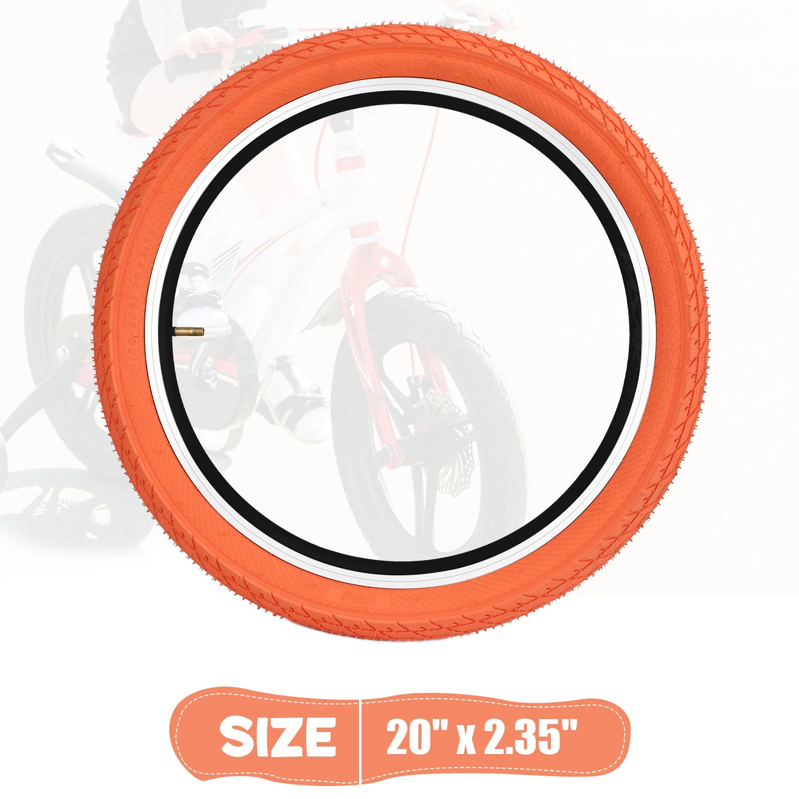 ZUKKA 2 Pack 20x2.35 Orange Bicycle Outer Tires - Anti-Slip All-Terrain Foldable for Kids/City Bikes