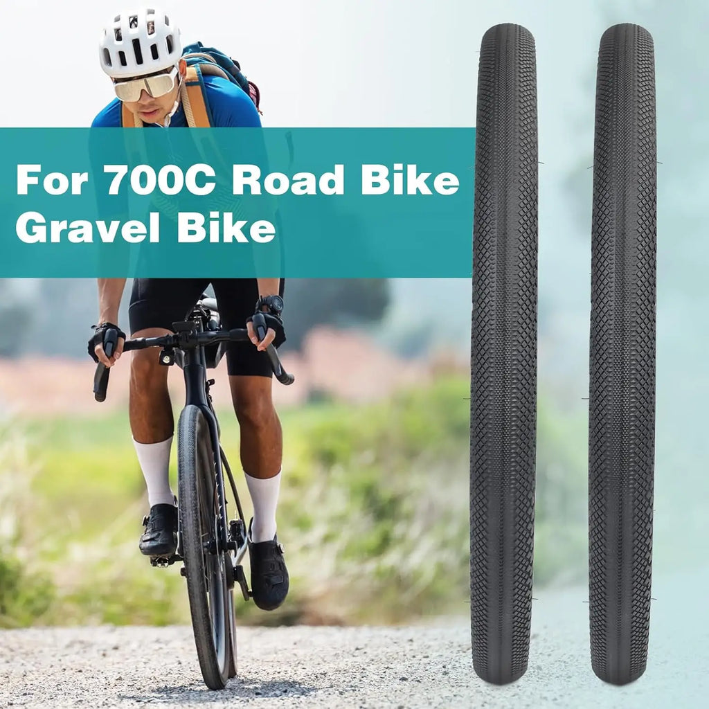 ZUKKA 2 Pack 700x40C Road Gravel Bike Tire Heavy Duty Anti-Slip Puncture Resistant Kit with 2 Inner Tubes Tire Levers Valve Caps
