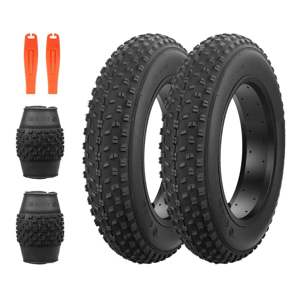 ZUKKA 16x4.0 Fat Bike Tire Set 2 Inner Tubes Knobby Tread All-Terrain Foldable Durable for E-Bike Snow Bike