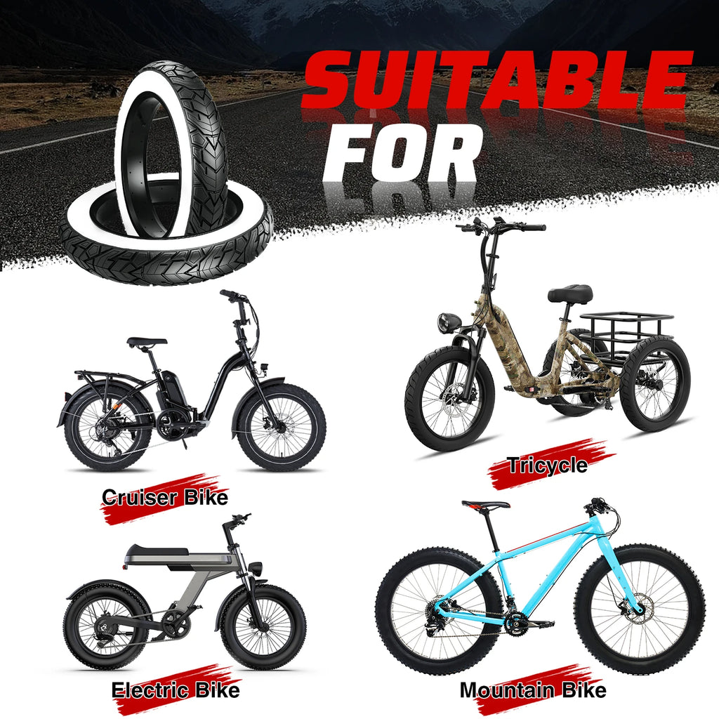 ZUKKA Fat Bike Tire 20 x 4.0 inch Mountain Bike Tire Fat Tire 20/26 inch Heavy Duty Deep Grooves Foldable Replacement
