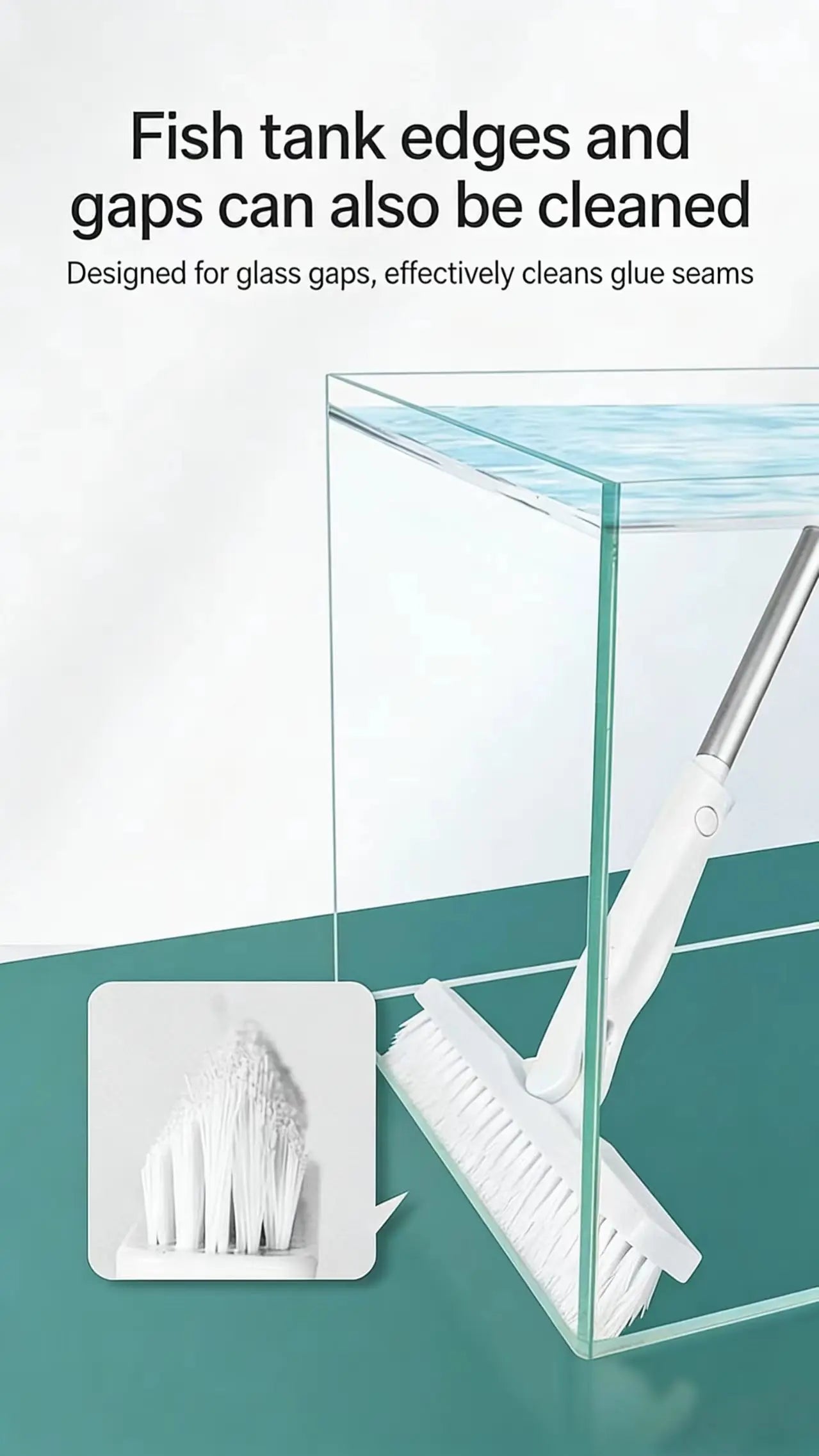 ZUKKA Multi-Function Aquarium Cleaner with 3 Replaceable Heads, Extendable Long Handle for Deep Tank Cleaning, Safe for Glass