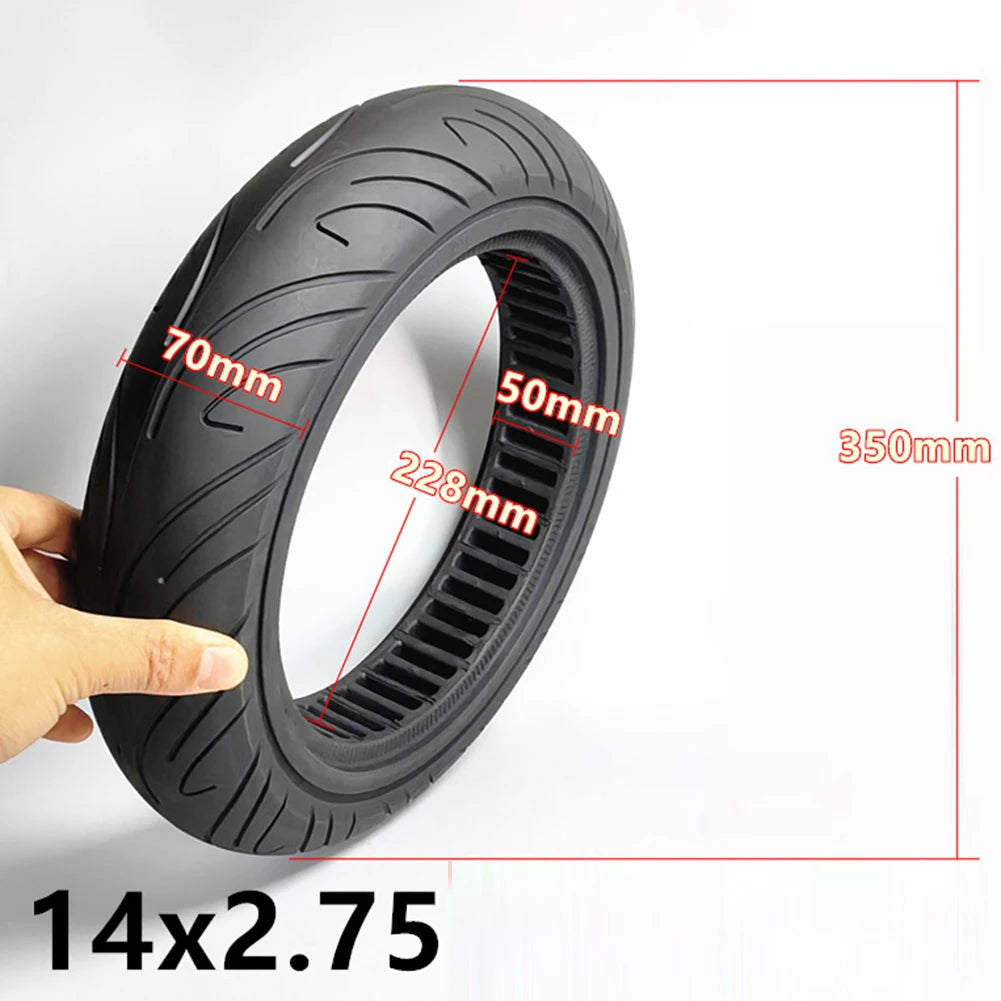 1 Pc Electric Bike Solid Tyre 14x2.75-10 Rubber Shock-absorbing Explosion-proof Tire E-bicycle Tire Replace Accessories