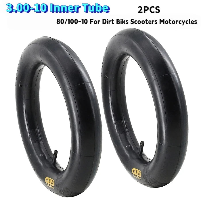 2pcs 3.00-10 Inner Tubes Straight Valve Stem For 10-Inch Inner Diameter Wheel Off-Road Tires