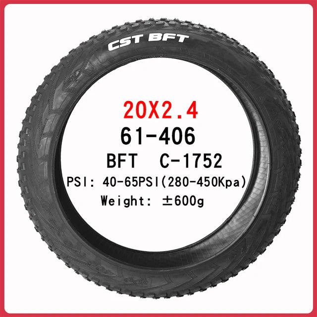 CST BFT 20inch 24inch Fat Tire Snow Beach Bicycle Tire 20x4.0 20X2.4 24x4.0 Electric Snowmobile MTB Bicycle  Anti-Slip Fat Tire