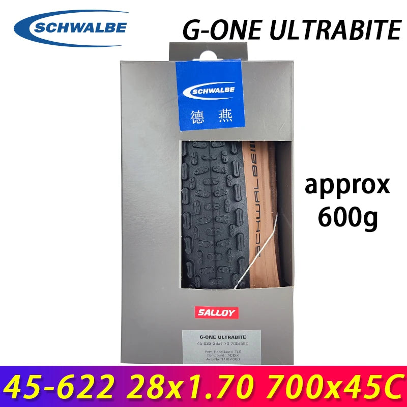SCHWALBE Original G-ONE ULTRABITE 700x45c Brown Sidewall Tubeless Folding Tire for XC Gravel Bike Touring Bicycle Cycling Parts