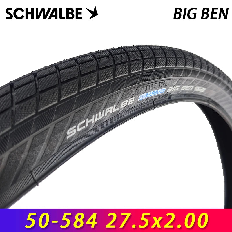 SCHWALBE Original BIG BEN 27.5x2.00 K-Guard Level 3 Puncture Resistant Wired Tire for City Commuter Bicycle Tire Cycling Parts