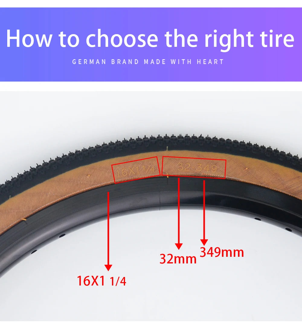 G-PRO-ONE Original 16 inch Small Wheel Bicycle Folding Tire 32-349 16x1 1/4 for Brompton Bicycle BMX Bike GS-1009/2309