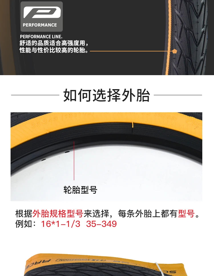 SCHWALBE Original Marathon Racer/One/Kojak Folding Tire 32-349/35-349 for Brompton Folding Bicycle BMX Bike Cycling Parts