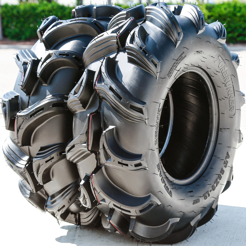 4 Forerunner Vulcan 28x9.00-12 28x9-12 28x9x12 52F 6 Ply M/T Mud ATV UTV Tires