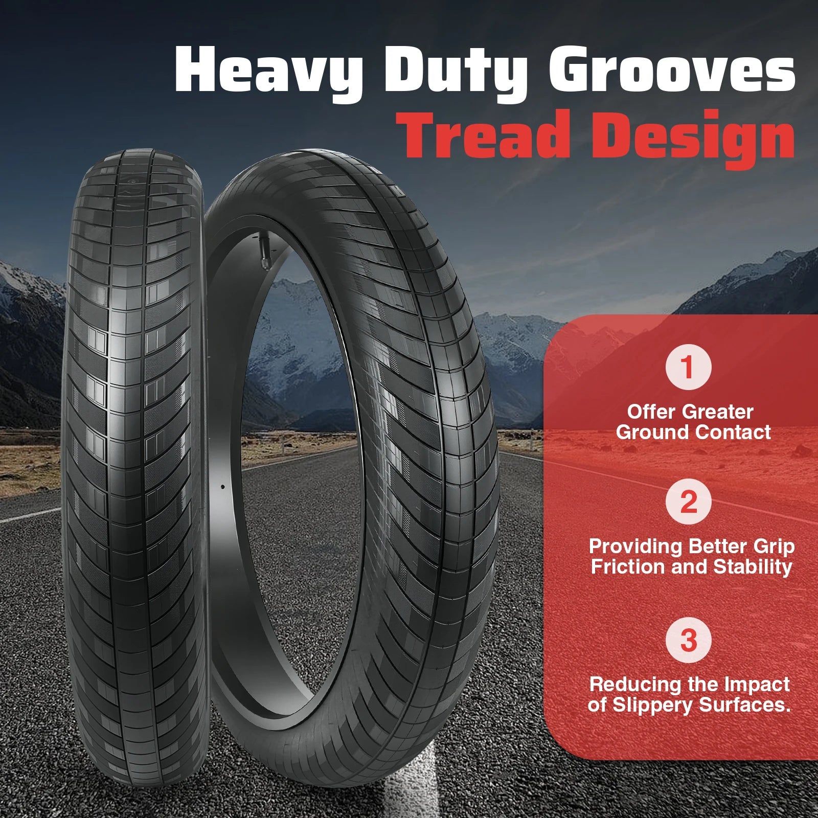 ZUKKA 1 Pack 20/24/26x3.0 Fat Bike Tires ebike Tires  MTB Heavy Duty Wear-Resistant E-Bike Mountain Snow Bike Tire