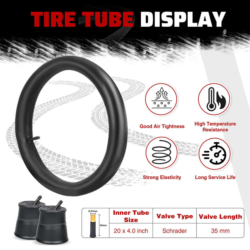 ZUKKA 20x4.0 Inch All-Terrain Foldable Bike Tire - Durable Knobby Tread for E-Bike/Fat Bike/Snow Bike