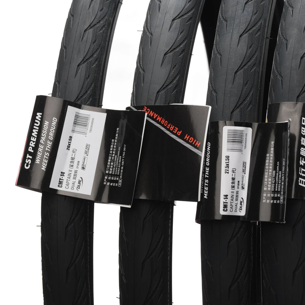 CST CMT-14 City Commuter Touring Bicycle Tire  All-Season Low Rolling  Wire Bead, Available in 26 27.5 Inches