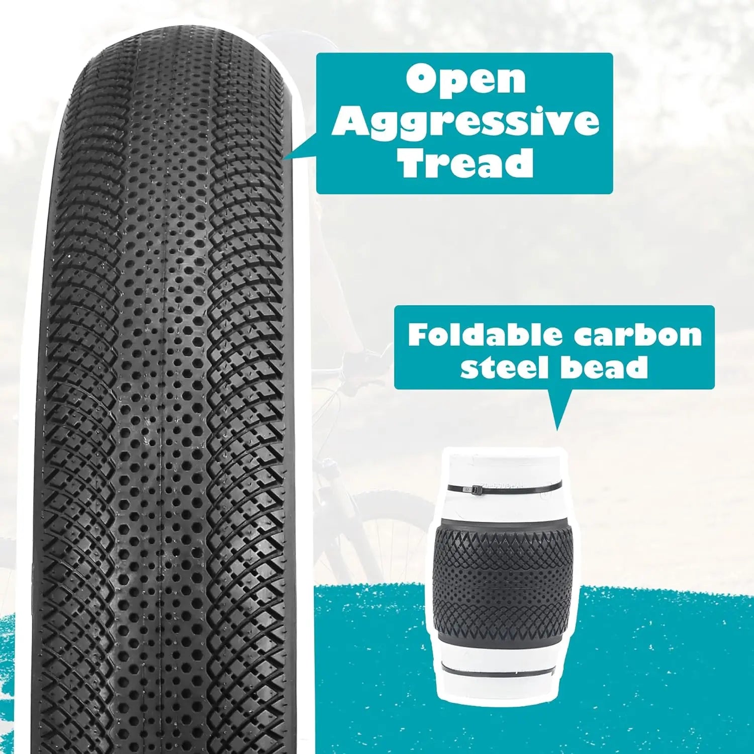 ZUKKA  Fat Bike Tire 20"x4" E-Bike Tire Compatible Replacement Bicycle Tire for Mountain Snow and Beach Bike