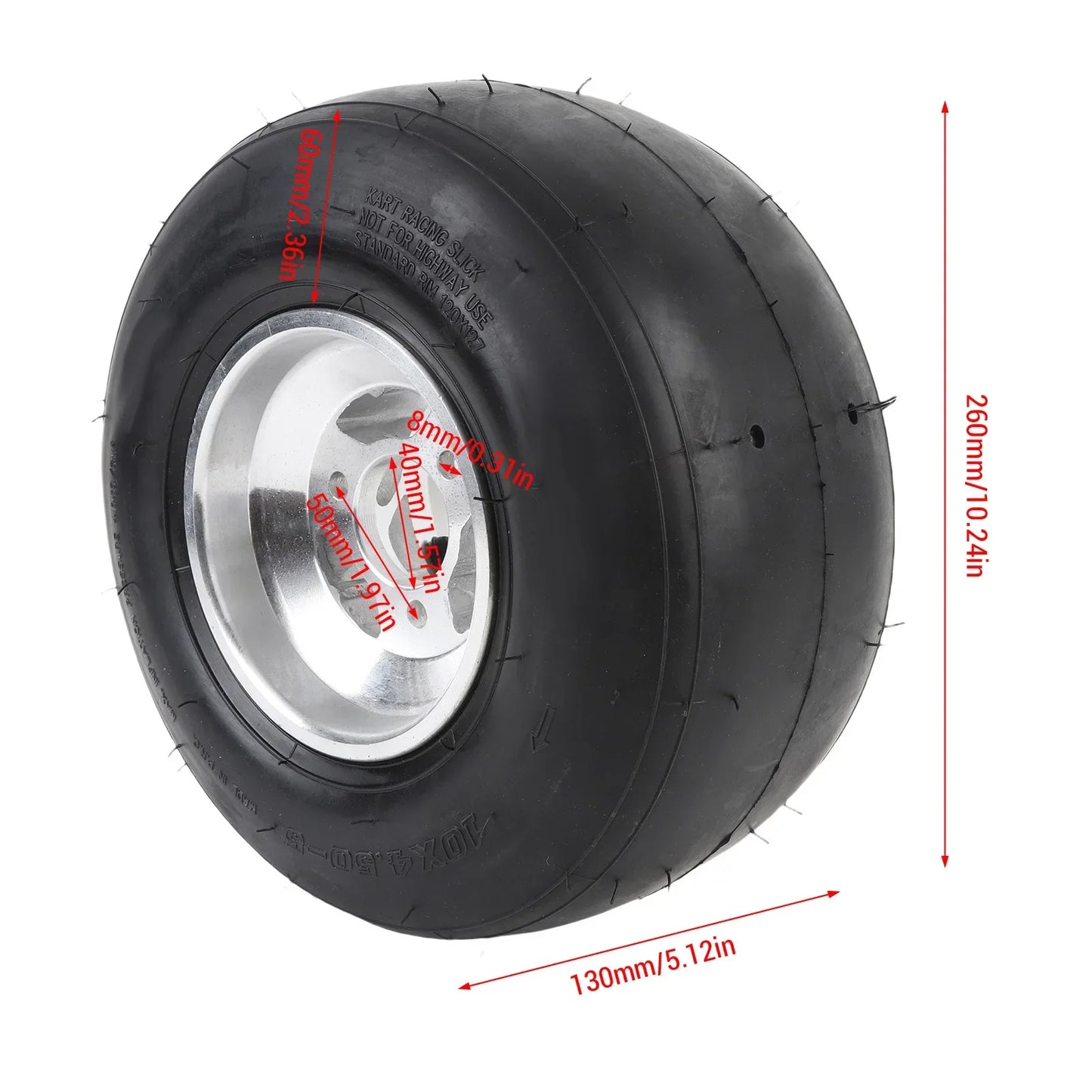 10x4.50-5 Wheel Tire Puncture Enhanced Traction Proof Long Lasting UTV Tire 4PR Tubeless for Go Kart for Drift Trike Lawn Mower