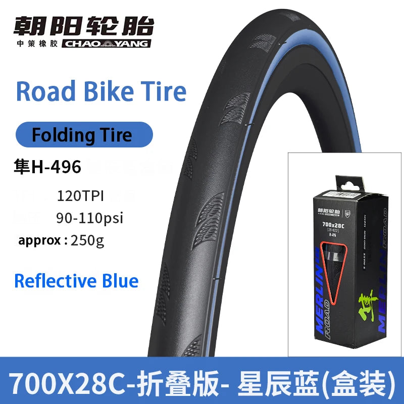CHAOYANG H-496 MERLIN Road Dino Skin S-MAXX Anti-stab 700x23c/25c/28c Bicycle Folding Tire 120TPI for Road Bike Cycling Parts