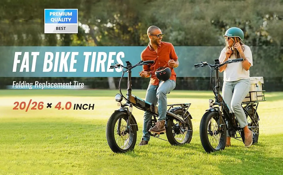 EBike Fat Replacement Tire 20x4.0 Inch Black High-Performance Wear-Resistant Folding Fat Tire for Electric Urban Mountain