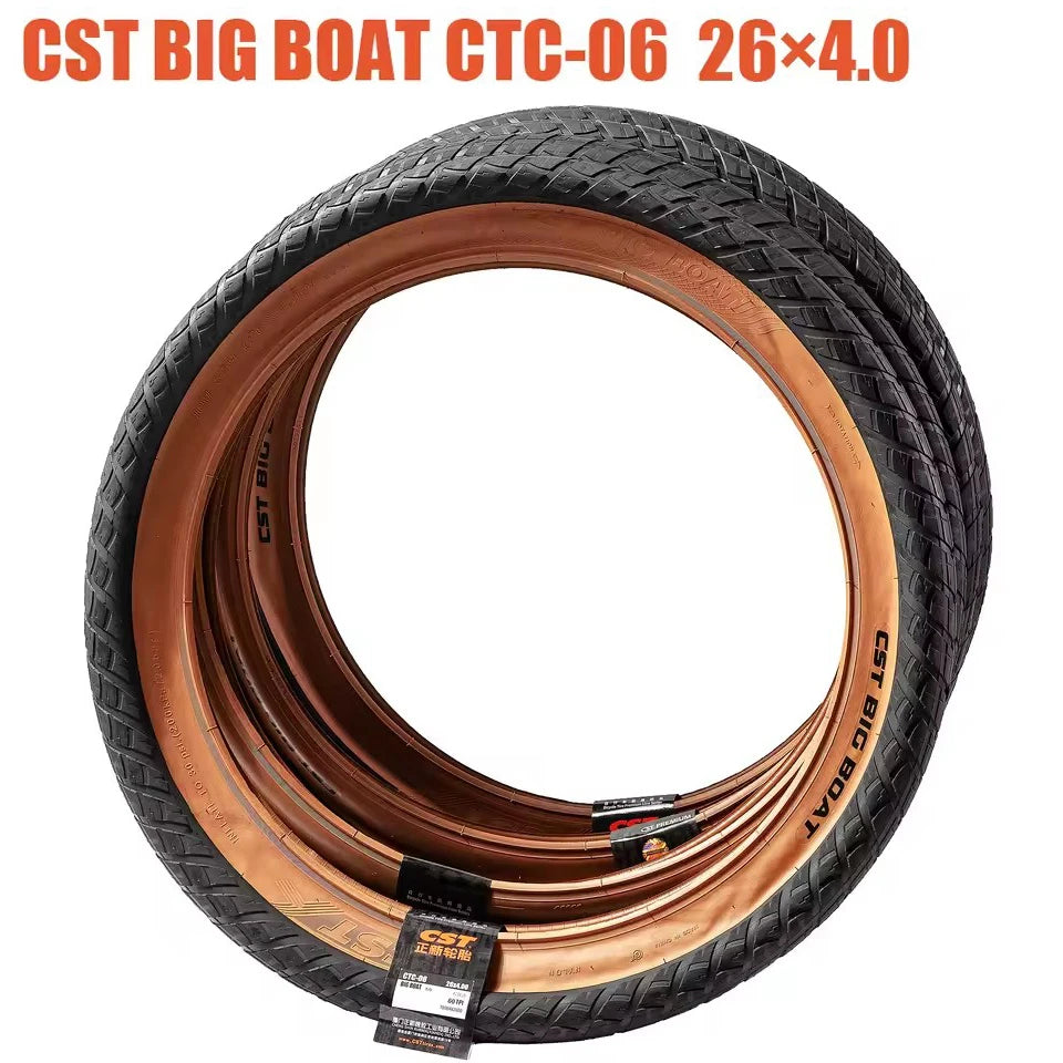 CST Fat Tire 26x4.0 CST BIG BOAT CTC-06 CST New Brown Family Top Dark Skin Collection Electric Bicycle Tire 26x4.0 Inner Tube