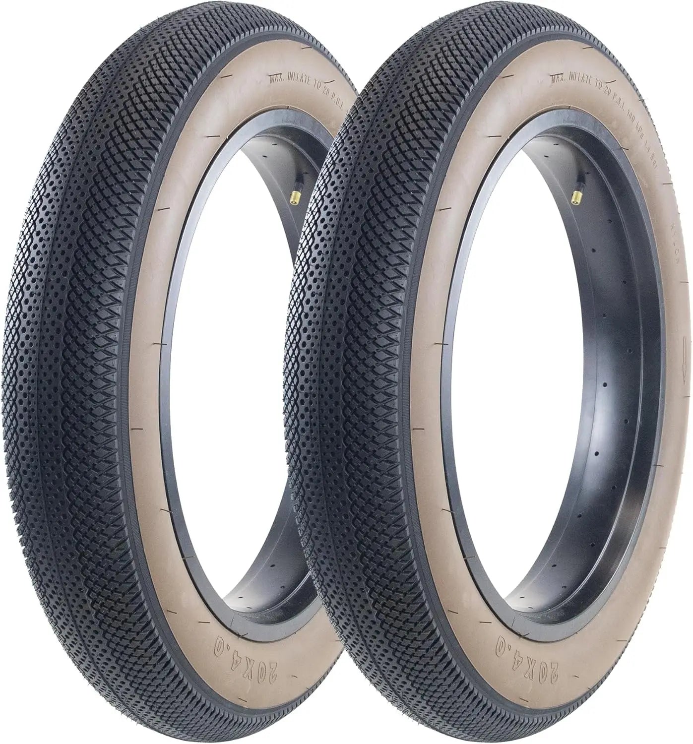 ZUKKA 60TPI Foldable 2 Pack E Bike 20x4.0 Fat tire 20 x 4 Fat tire 20x4 Bike tire Heavy Duty High-Performance Wear-Resistant E-B
