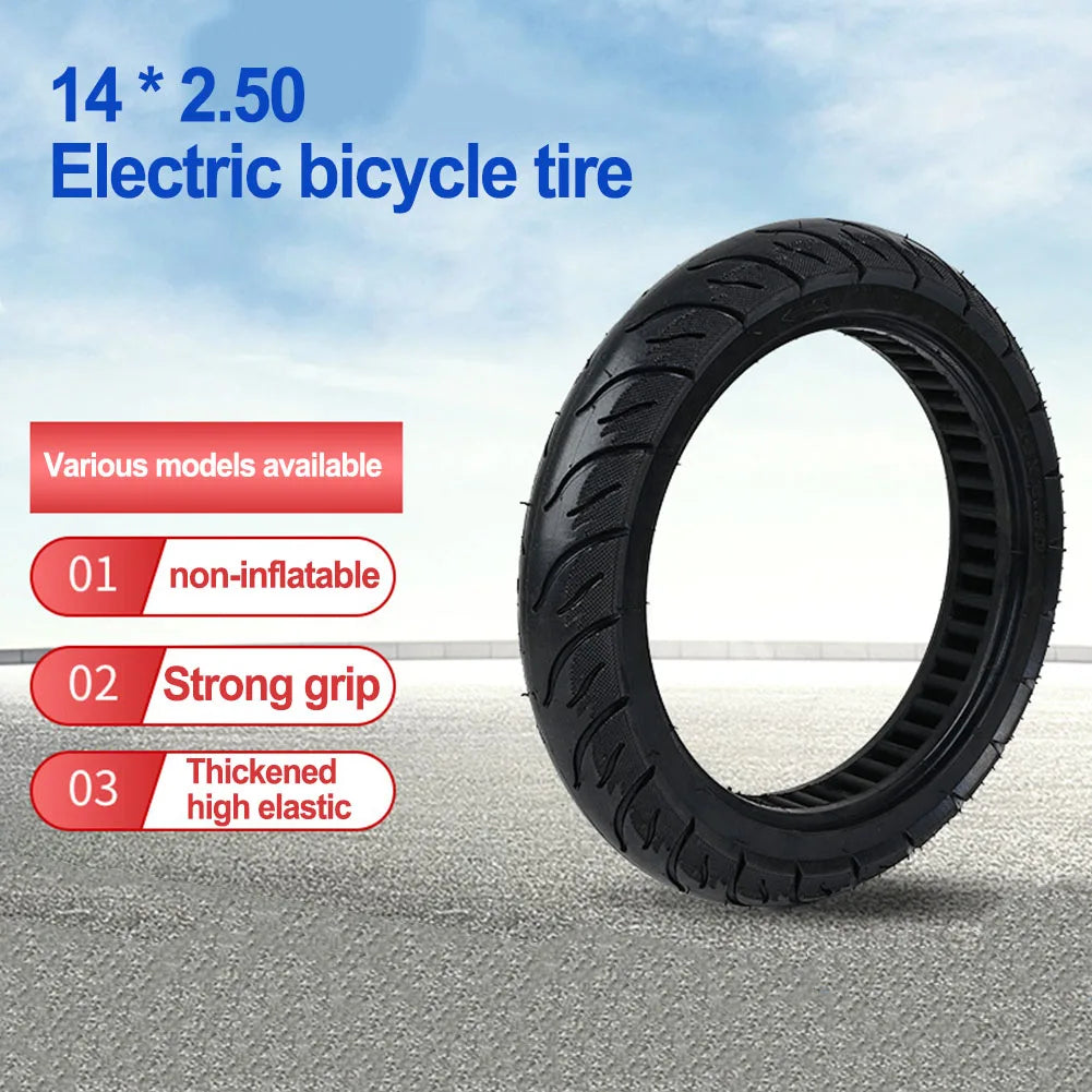 Puncture Resistant Tire For Ebike Accessory 14x2.5 Solid Tire Excellent Grip And Traction Minimal Maintenance Required