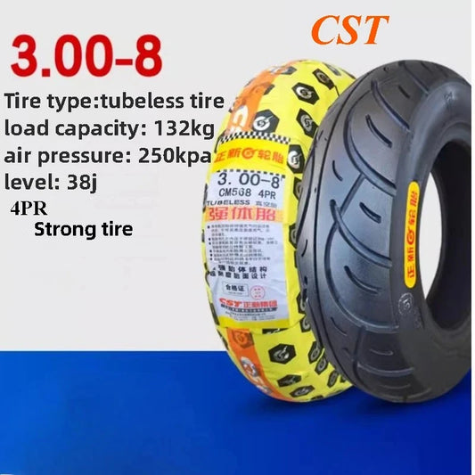 Tubeless 3.00-8 vacuum tire CST Chaoyang  Kenda  4PR vacuum tire tricycle  trolley wheelchair tires for Electric Vehicles E-Bike