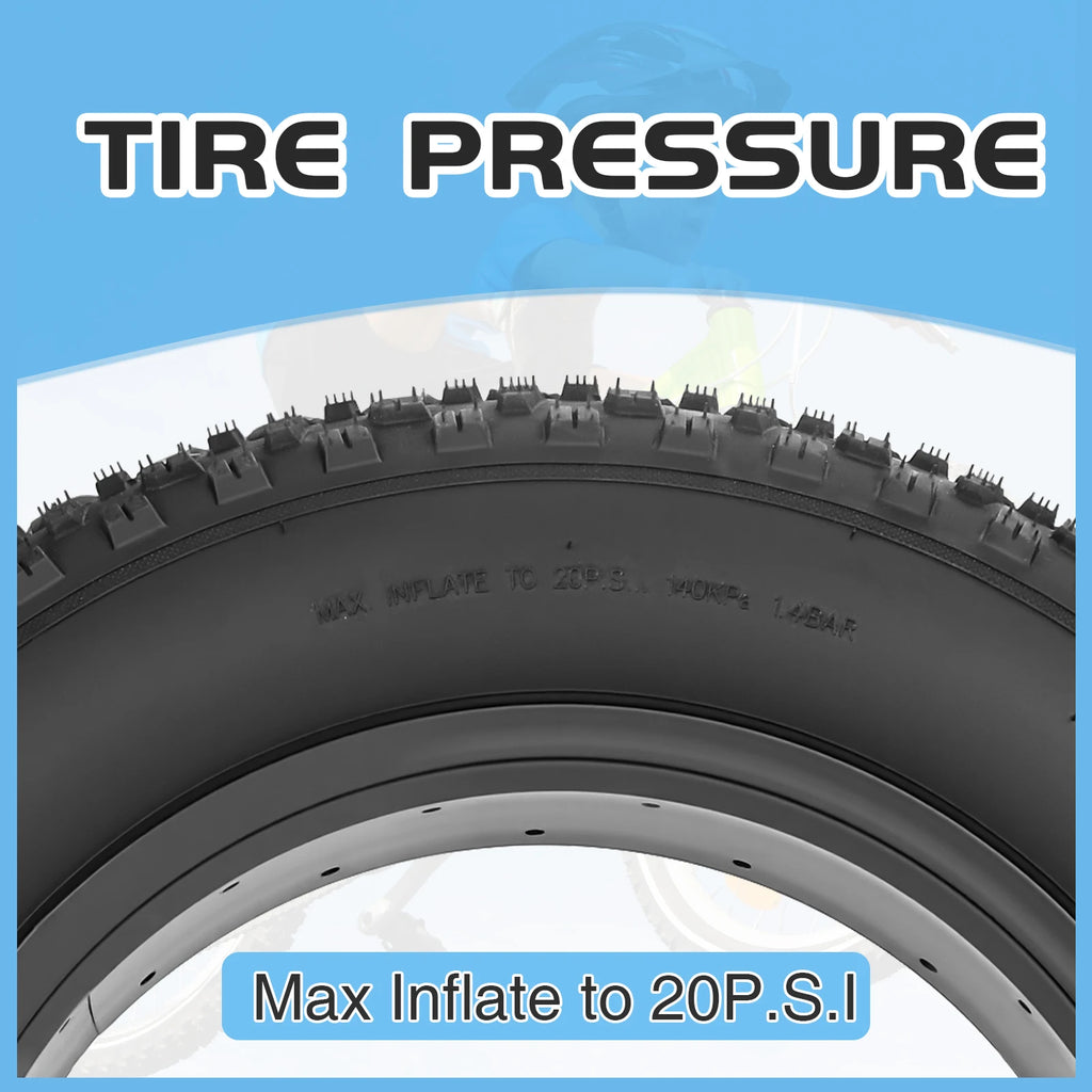 ZUKKA 16x4.0 Fat Bike Tire Set 2 Inner Tubes Knobby Tread All-Terrain Foldable Durable for E-Bike Snow Bike