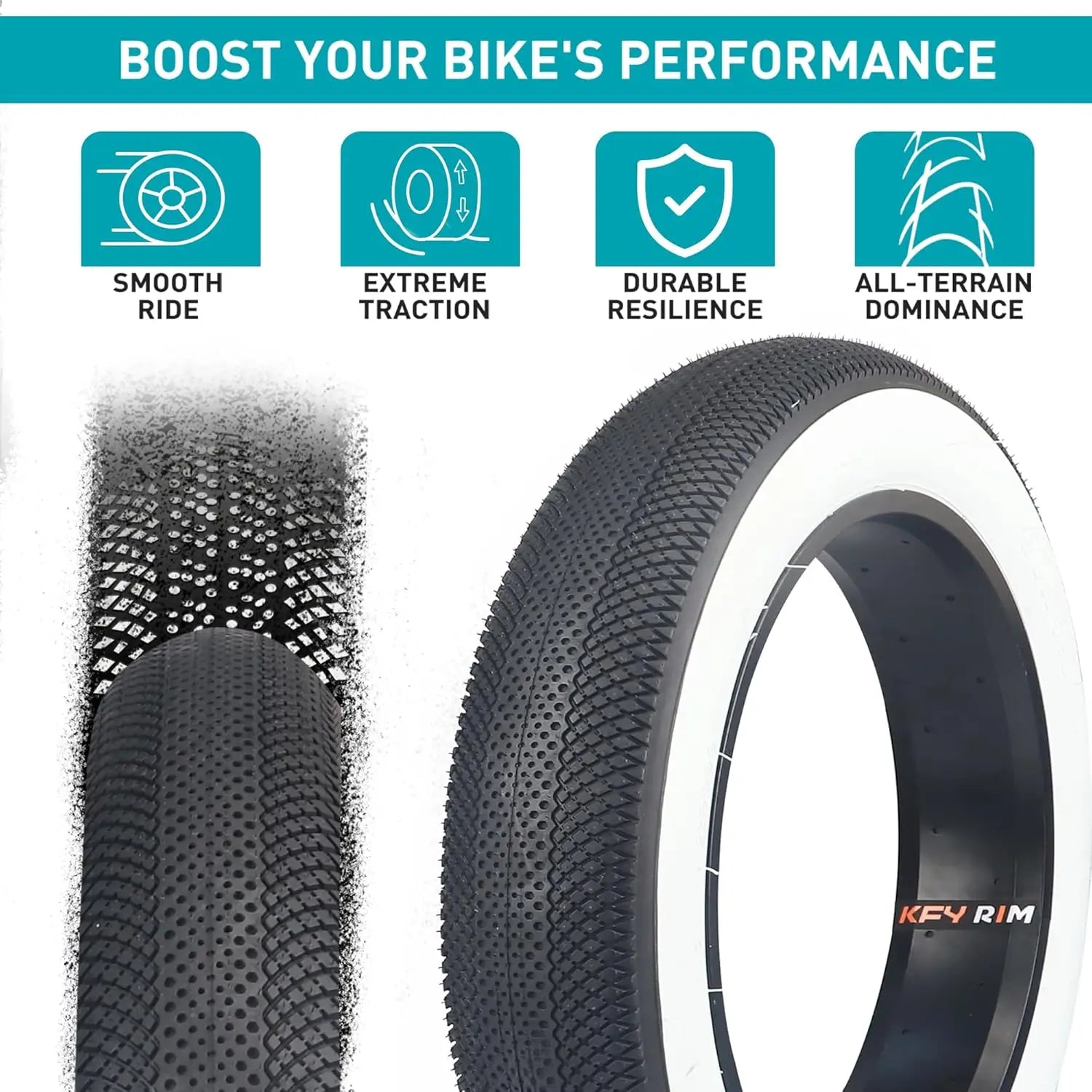 ZUKKA  Fat Bike Tire 20"x4" E-Bike Tire Compatible Replacement Bicycle Tire for Mountain Snow and Beach Bike