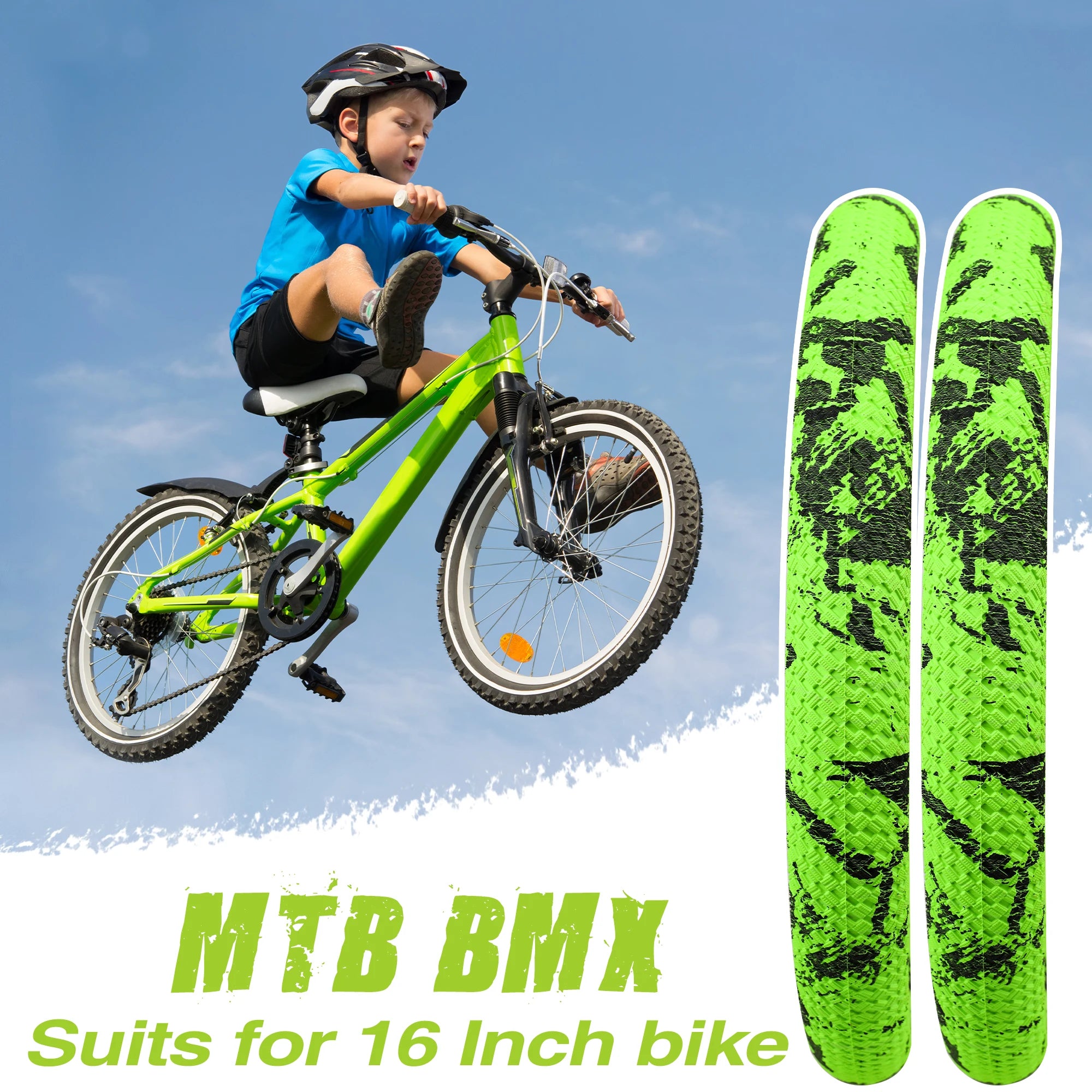 ZUKKA 2 Pack 16x2.1 Bike Tires with Inner Tubes & Levers - Anti-Slip Unique Pattern for Kids BMX MTB 16 Inch Bicycles