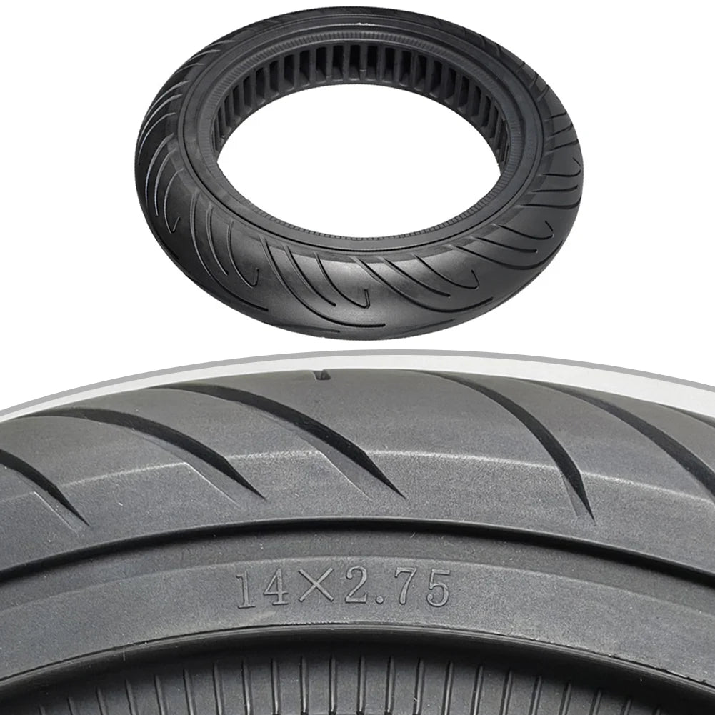 1 Pc Electric Bike Solid Tyre 14x2.75-10 Rubber Shock-absorbing Explosion-proof Tire E-bicycle Tire Replace Accessories