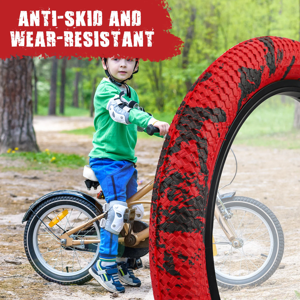 ZUKKA 2 Pack 16x2.1 Bike Tires with Inner Tubes & Levers - Anti-Slip Unique Pattern for Kids BMX MTB 16 Inch Bicycles