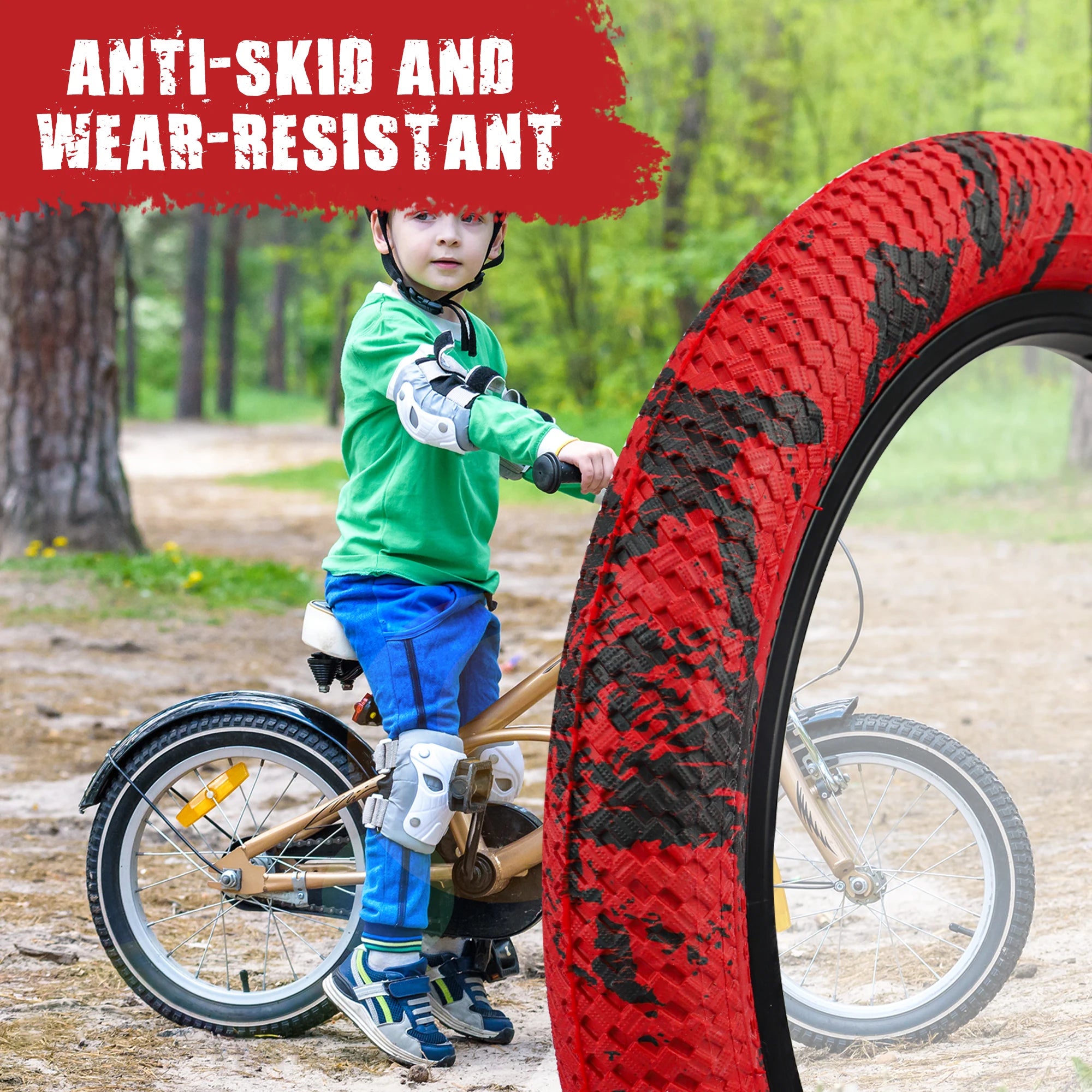 ZUKKA 2 Pack 16x2.1 Bike Tires with Inner Tubes & Levers - Anti-Slip Unique Pattern for Kids BMX MTB 16 Inch Bicycles