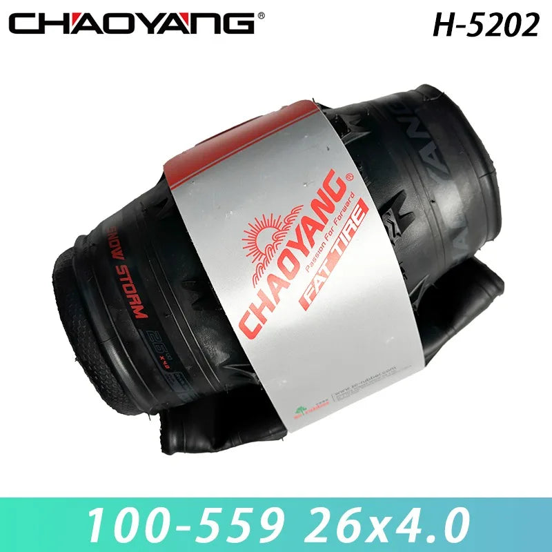 CHAOYANG Original Snow Storm 26x4.0 Folding Fat Tire Shark Skin Anti Puncture Spikes MTB Tire H-5202 Cycling Parts