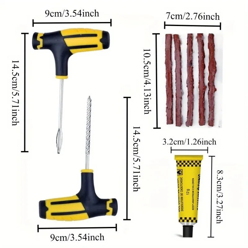 Tire Repair Kit Containing Glue Suits Bikes, Motorcycles, Cars, Trucks. Easy To Operate,Fixes Tire Damage For Safe Driving