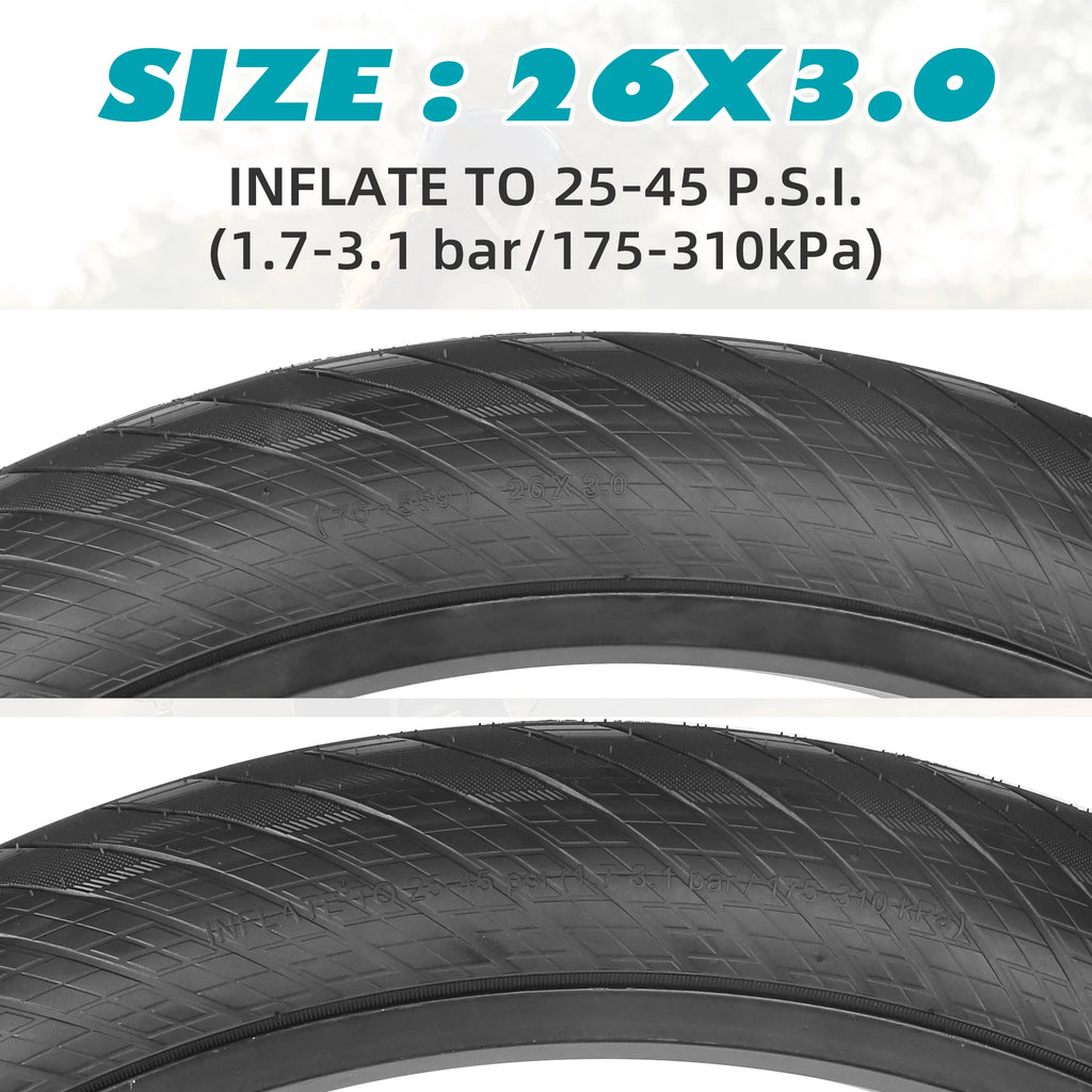 ZUKKA 1 Pack 20/24/26x3.0 Fat Bike Tires ebike Tires  MTB Heavy Duty Wear-Resistant E-Bike Mountain Snow Bike Tire
