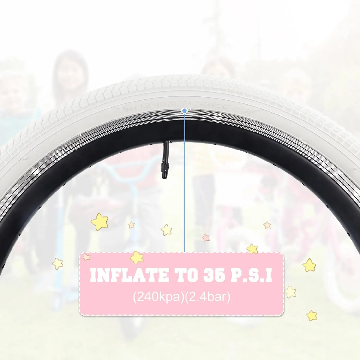 ZUKKA 1 Pack 20x2.125 Kid Bike Tire Anti-Slip Wear-Resistant 4 Colors Available for Child Bicycles Daily Riding