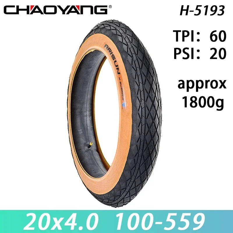 CHAOYANG ARISUN 20x4.0 Fat Tire Snow Bicycle Mobilebike 20PSI Brown Edge Anti-slip Electric Beach 60TPI Bike MTB Bicycle Tire