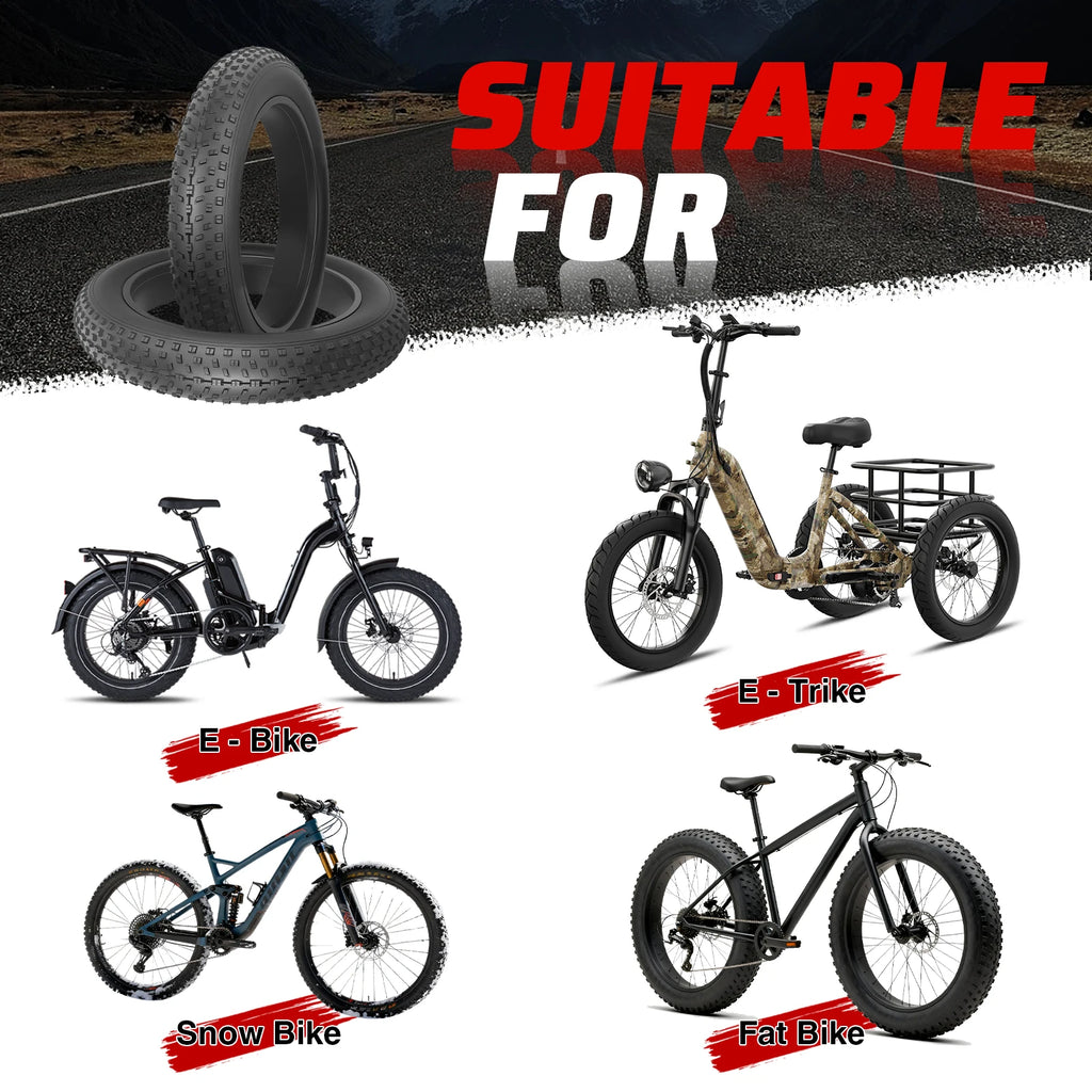 ZUKKA 24x3.0 Inch All-Terrain Foldable Bike Tire - Durable Knobby Tread for E-Bike/Fat Bike/Snow Bike