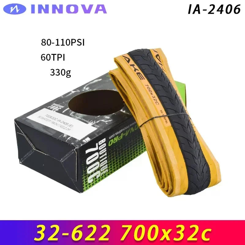INNOVA PRO IA-2406 700x28c/32c/35c Yellow Edge Folding Anti-slip Tires for Road Bicycle City Touring Bike Cycling Parts
