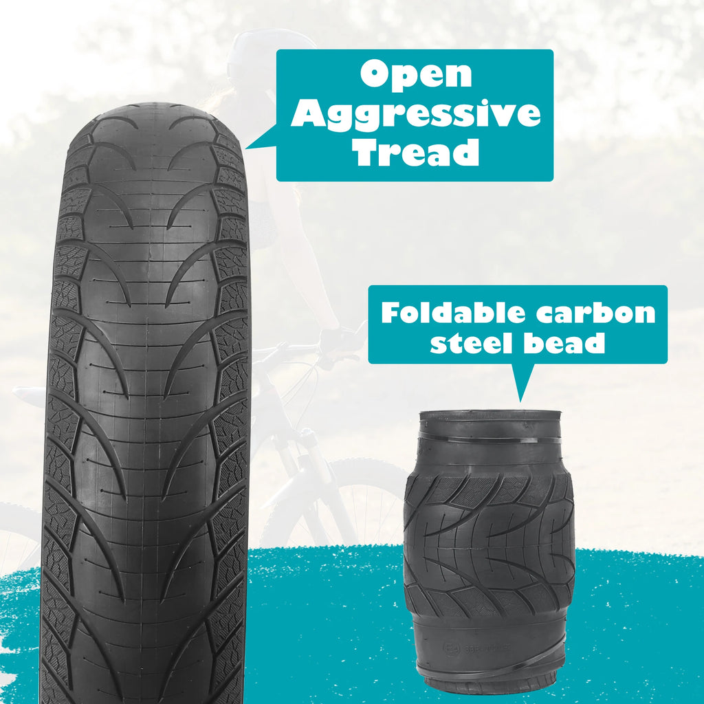 ZUKKA Bike Tire 26 x 4.0 Fat Bike Tire Replacement Tire Folding Mountain Bike Tire High-Density Bike Tires for Snow Beach BMX MT