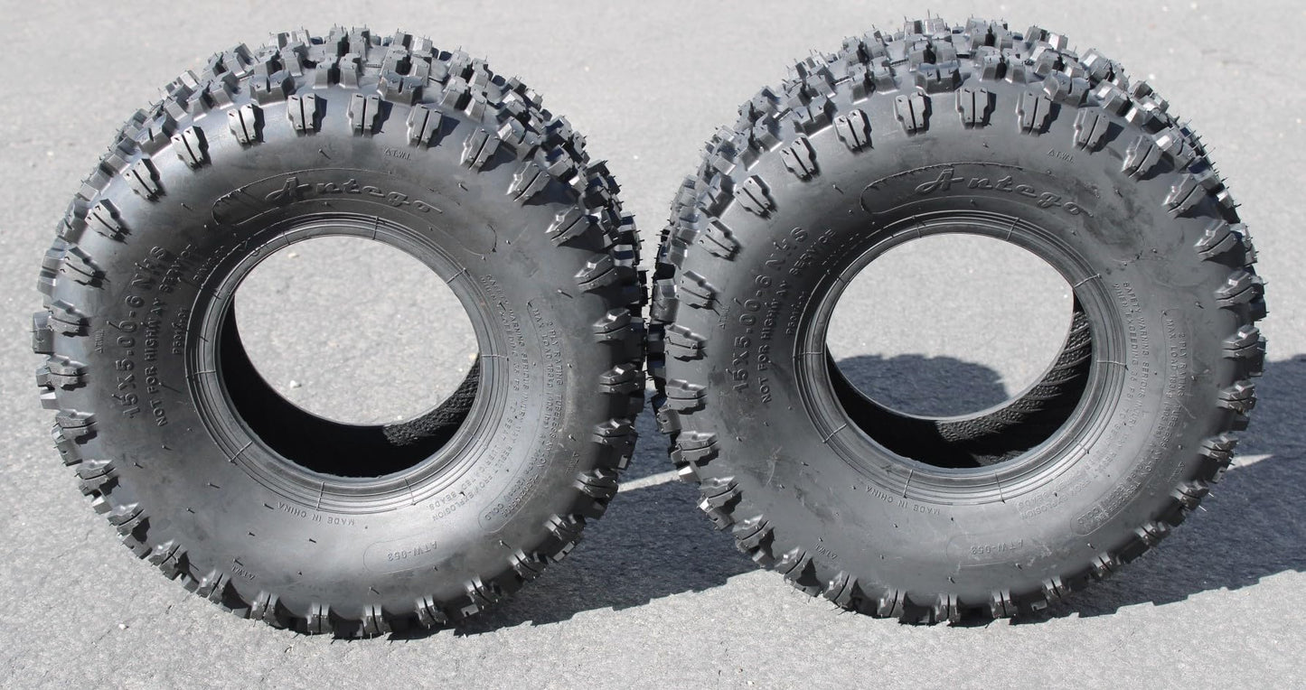 (Set of 2) Antego 15X5.00-6 ATW-053 2 ply Snow Blower Tires Non-directional