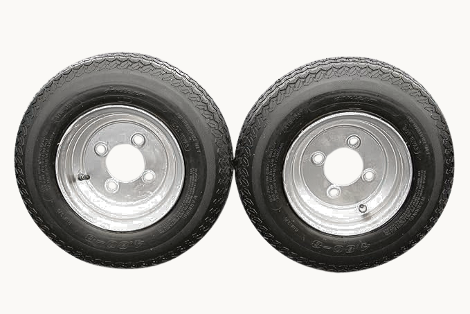 Antego Tire and Wheel (Set of 2) 4.80-8 Tire and Wheel Assemblies, Galvanized 4 Lug Trailer Tires and Wheels, 6 Ply, Load Range C