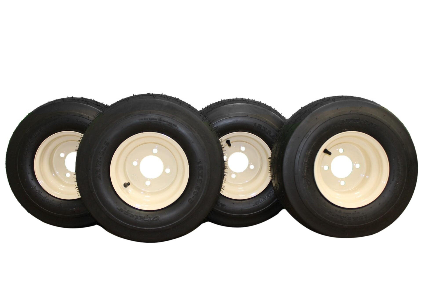 Set of Four 18x8.50-8 Tan Wheel Assemblies