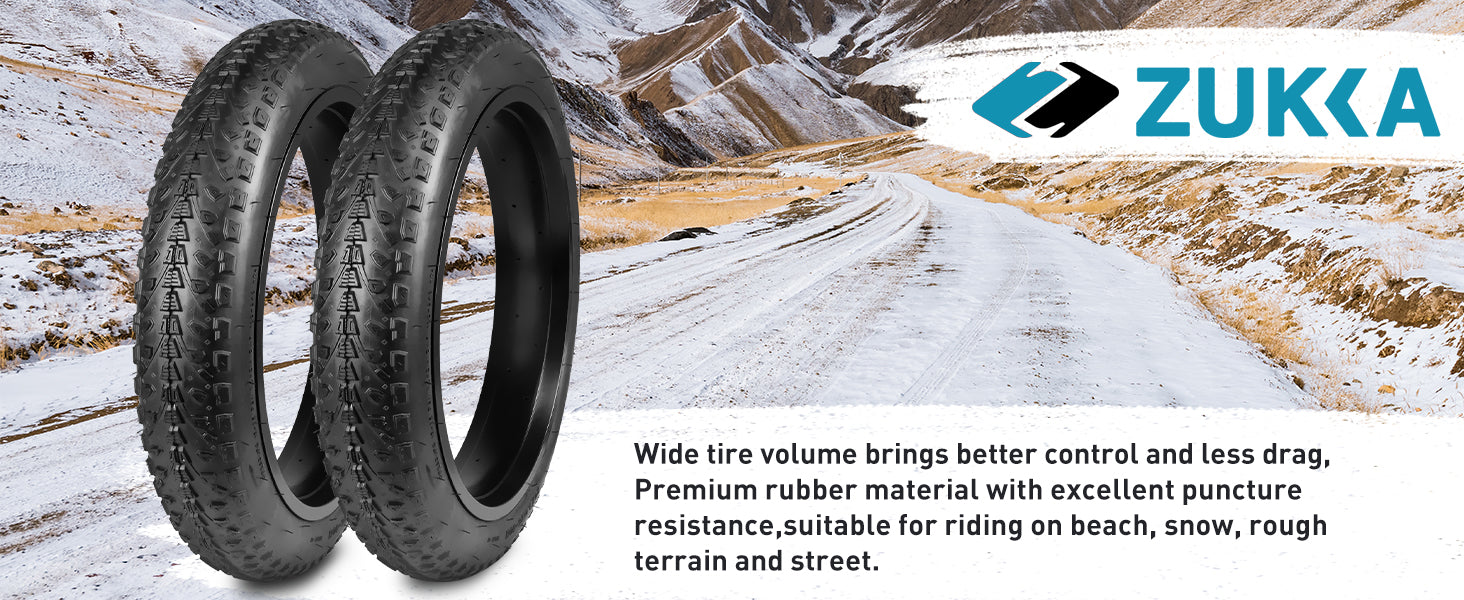 ZUKKA 20/26x3.0 Electric Bike Tire Fat E-Bike Tires Heavy Duty High-Performance Wear-Resistant Mountain Snow Bicycle Tires/Tubes