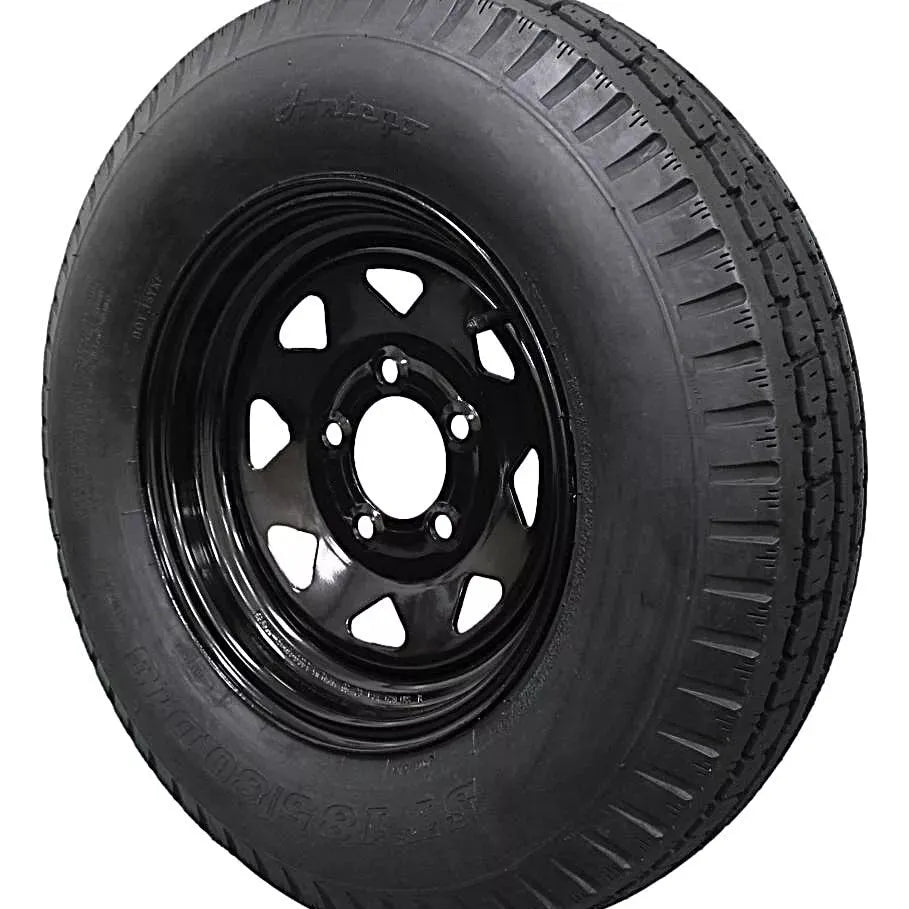 (Set of 4) Antego Tire and Wheel 185/80D13 Highway Terrain Trailer Tire & Wheel – 13.0-Inch Pre-Mounted Rim, 8-Ply-Ply Build, Perfect for Utility & Cargo Use | A130454510096206ST18580D13-B4